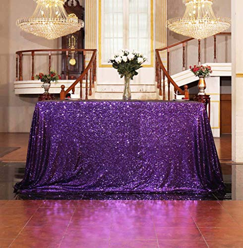 Sequin Tablecloth 60x102 Inch Purple for Wedding Halloween Party