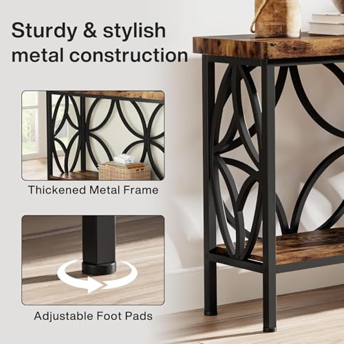 Sofa Table 70.9 Inch Industrial Behind Couch Table with Storage Shelves