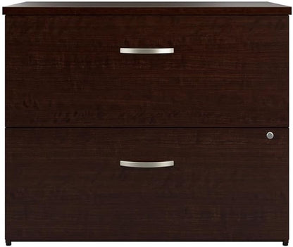 Bush Business Furniture Office in an Hour 2 Drawer Lateral File Cabinet in Mocha Cherry | Locking Storage for Letter, Legal, and A4-size Documents