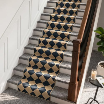 Checkered Hallways Runner Rug Non Slip