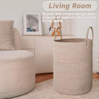 60L Cotton Rope Laundry Basket Hamper