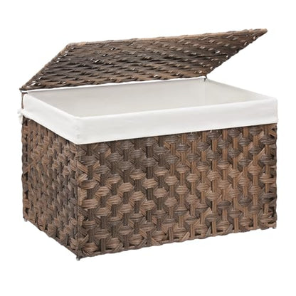 Large Wicker Storage Basket with Lid
