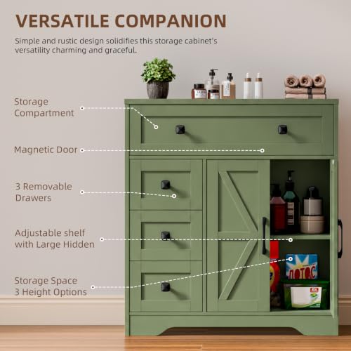 Farmhouse Storage Cabinet with 2 Doors and 4 Drawers