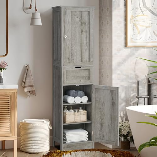 66.9" Tall Bathroom Storage Cabinet with 2 Doors & 1 Drawer