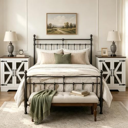 Farmhouse End Table Set with Charging Station Set of 2