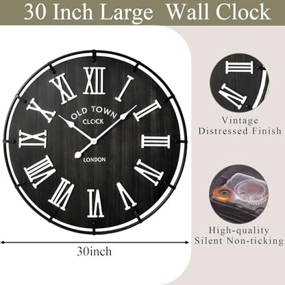 Inch Large Black Wall Clock