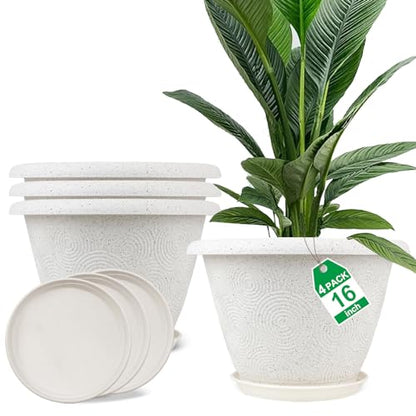 Plastic Flower Pots Planters For Indoor Plants (4 Count)