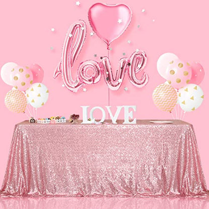 Sequin Tablecloth 90x132 Inch Fuchsia Pink for Wedding Party
