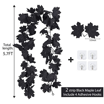 2 Pcs Fall Maple Leaf Garland Hanging Black Decor Fall Leaves Vines