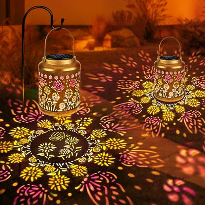 Butterfly Solar Lantern Lights with Colorful Projection (2 Count)