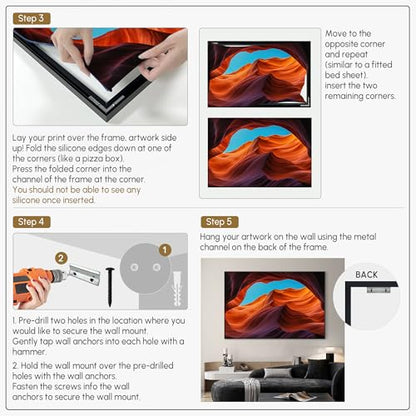 46"x72" Extra Large Framed Wall Art Antelope Canyon Rock Formation with Vibrant Colors for Home Living Room Bedroom Decor