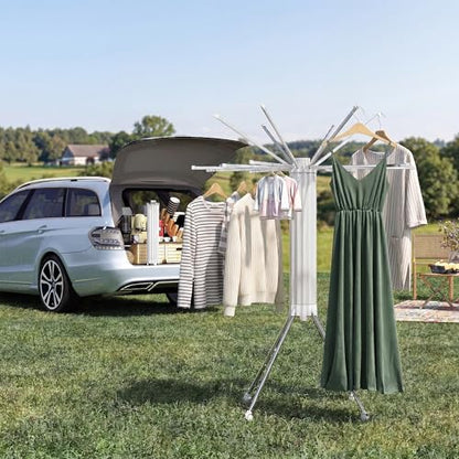 Foldable Clothes Drying Rack with Aluminum 4Legs 16Rods Single Layer