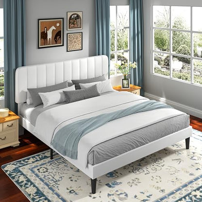 King Size Bed Frame with Upholstered Headboard