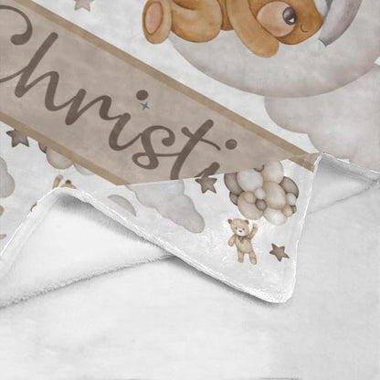 Personalized Baby Blanket With Name, Custom Name For Adult, Boys Girls, Best Gift Blanket, Kids Fleece and Sherpa Full Size DT3