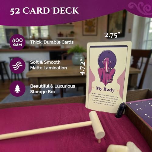 Wooden Zen Garden with Daily Affirmation Cards for Women and Men