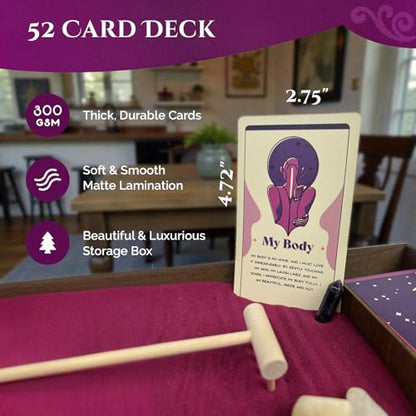Wooden Zen Garden with Daily Affirmation Cards for Women and Men
