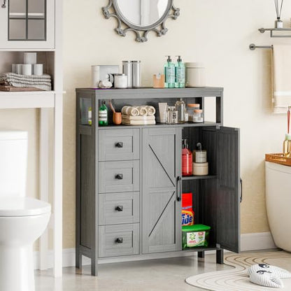 Farmhouse Storage Cabinet with 2 Doors and 4 Drawers