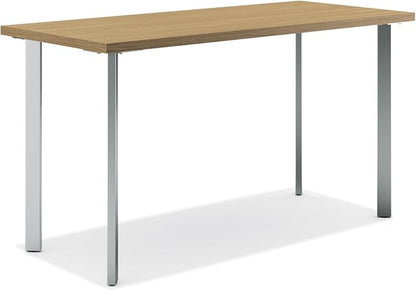 HON Coze Home Office Desks, Sturdy Table Computer Desk, 42", Natural Recon Top, Silver Base
