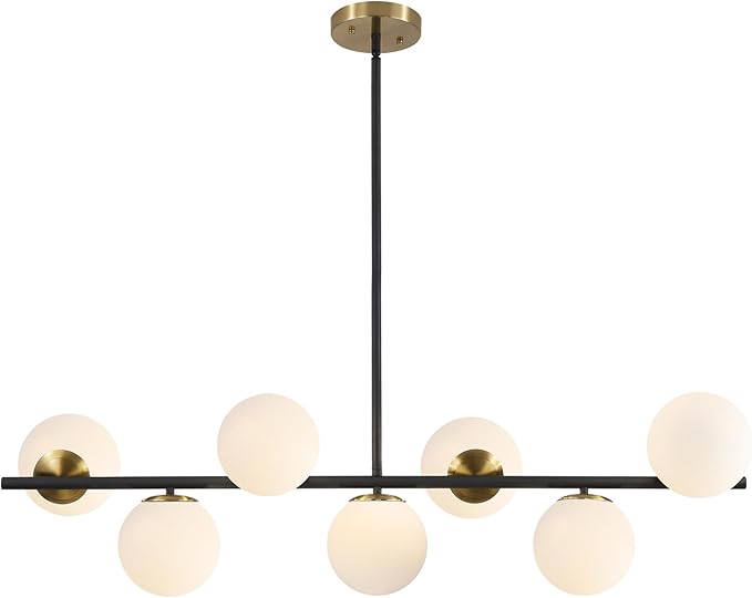 KCO Lighting Black and Brass Linear Pendant Light Mid Century Modern Sputnik