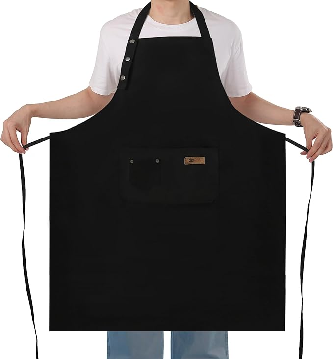 Yuubin Extra Large Aprons for Men Adjustable Button Apron with Pockets Chef Cooking Kitchen Aprons Women,Water&Oil Resistant