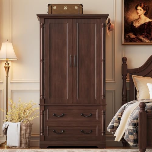 71“ Armoire Wardrobe Closet with 2 Drawers and 2 Doors