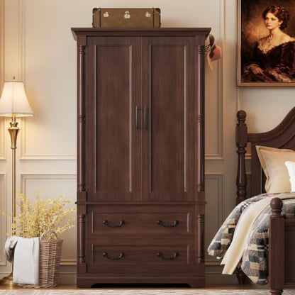 71“ Armoire Wardrobe Closet with 2 Drawers and 2 Doors