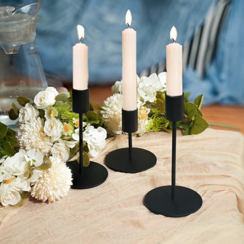 Black Candlestick Holders Bulk for Taper Candles Decorative Metal Candelabra Candle Holders Fit 0.8 Inch Diameter Candles Gold Taper Candle Stands for Wedding Home Party Table Decor (18 Count)