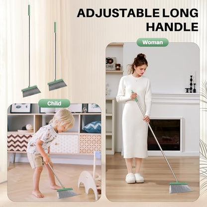 Dark Teal Green Broom and Dustpan Set