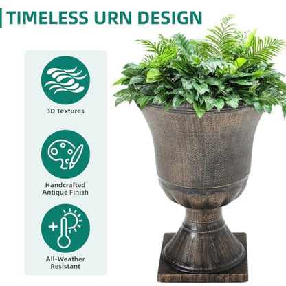 22" Tall Urn Planters Set of 2 Large Flower Pots (2 Count)