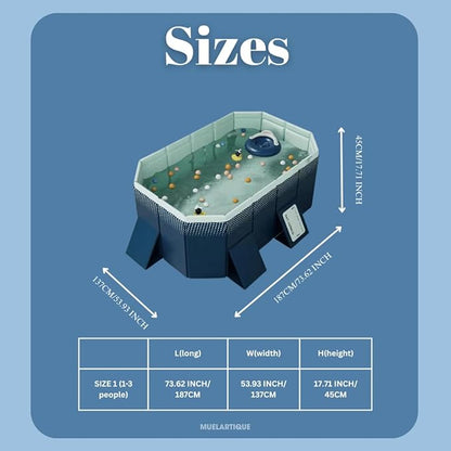 Foldable Swimming Pool, Non-Inflatable Kids' and Adults' Outdoor Large Swimming Pool, Anti-Slip PVC Family Pool, Summer Water Party for Outdoor, Garden, Backyard (Small)