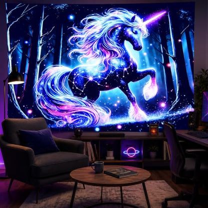 Blacklight Tapestry Fluorescent Glow UV Backdrop 78 x 59 Inch