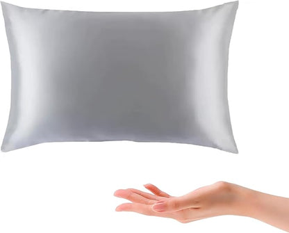 ROSEWARD Organic Silk Baby Pillowcase with Zipper, Small 10"x13" Pillow Cover for Boys & Girls, Ideal for Bed & Travel, Soft for Kids Hair & Skin, Hypoallergenic Pillowcases for Toddlers (Grey)