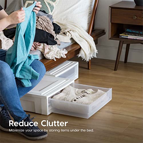 4-Pack, 27 Qt. Under Bed Storage Bin with Sliding Drawers, White (4 Count)