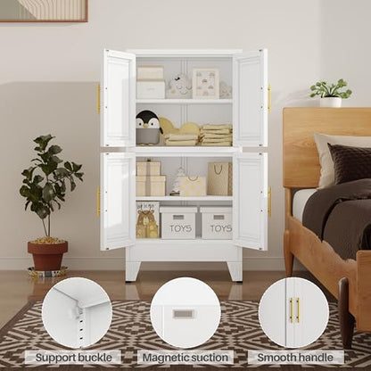 47” White Metal Bathroom Storage Cabinet