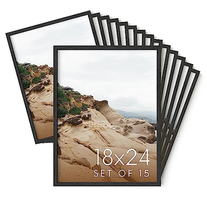 18x24 Black Oak Wood Picture Frames Set of 15