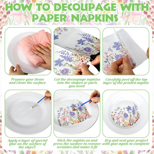150 Pcs 5 x 5 Inches Wildflower Floral Paper Napkins for Decoupage Disposable Cocktail Napkins Decorative Guest Hand Paper for Picnic Bathroom Wedding Shower Birthday Tea Party (150 Count)