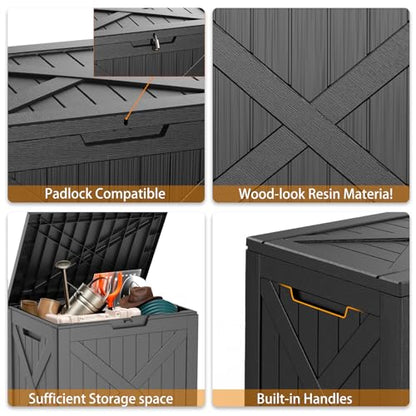 33 Gallon Deck Boxes Resin Outdoor Storage Box UV Resistant Outside Deck Box with Lockable Lid for Patio Furniture