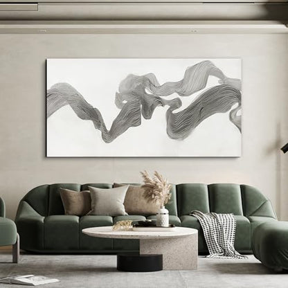 Abstract Wall Art Decor Large Modern Wall Art Decor Oversized Wall Art Pictures for Living Room Abstract Canvas Art Wall Decor Gray White Wall Art Prints Artwork for Walls Home Office Decor 29" X 58"
