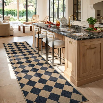 Checkered Hallways Runner Rug Non Slip