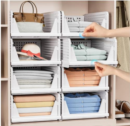 4 Pack Stackable Closet Storage Basket (4 Count)