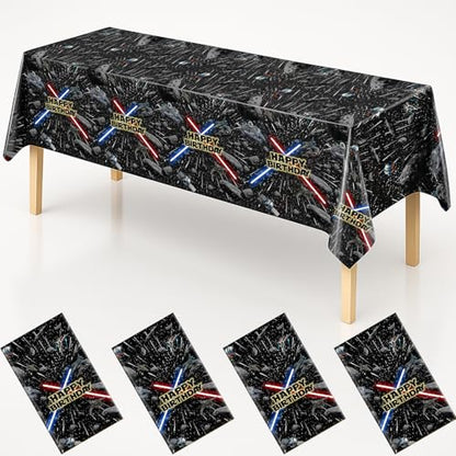4Pcs Galaxy Movie Themed Birthday Decorations Tablecloths (4 Count)