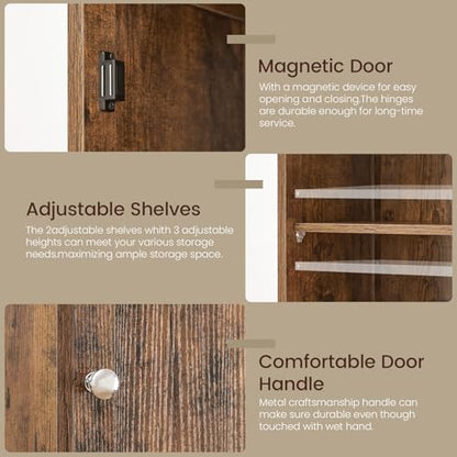 66.9" Tall Bathroom Storage Cabinet with 2 Doors & 1 Drawer