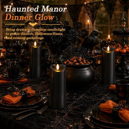 Halloween Black Waterproof LED Candles with Remote Timer