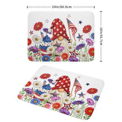 4th of July Dish Drying Mat for Kitchen Counter Cute Patriotic Super Absorbent Reversible Microfiber Kitchen Countertop Protector Dishes Pad Large 18x24 inch