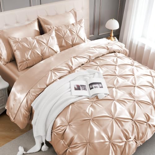 Satin Twin XL Comforter Set Champagne