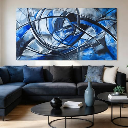 Abstract Wall Art Decor Oversized Wall Art Pictures for Living Room Abstract Canvas Art Wall Decor Modern Large Blue Wall Art Prints Black and White Wall Art Decor Bedroom Office Decor 29" X 58"