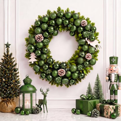 24ct Green Christmas Ball Ornaments for Tree Decorations (24 Count)