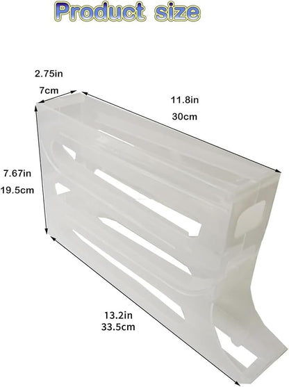 30 Eggs Egg Holder for Fridge,4 Tiers Egg Container,Auto Rolling Fridge Egg Organizer for Refrigerator,Space-Saving Egg Dispenser Holder,Fridge Egg Rack (Yellow, 1pack)