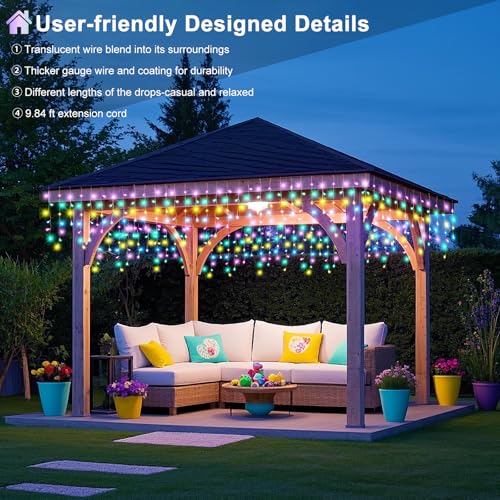 66ft 640 LED Pastel Multicolor Christmas Lights Outdoor Icicle Lights for Outside