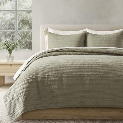 HOME 100% Cotton Modern Lines Quilt Set Queen Size